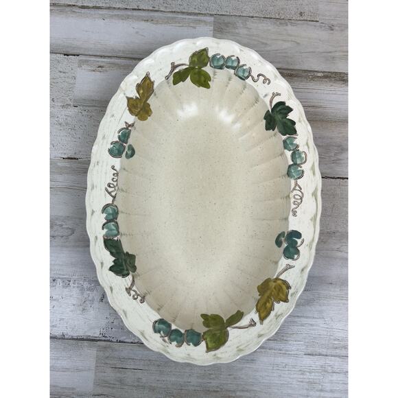 Vintage Vernon Ware Metlox Pottery California Vineyard Oval Serving Bowl 11" - Picture 2 of 4